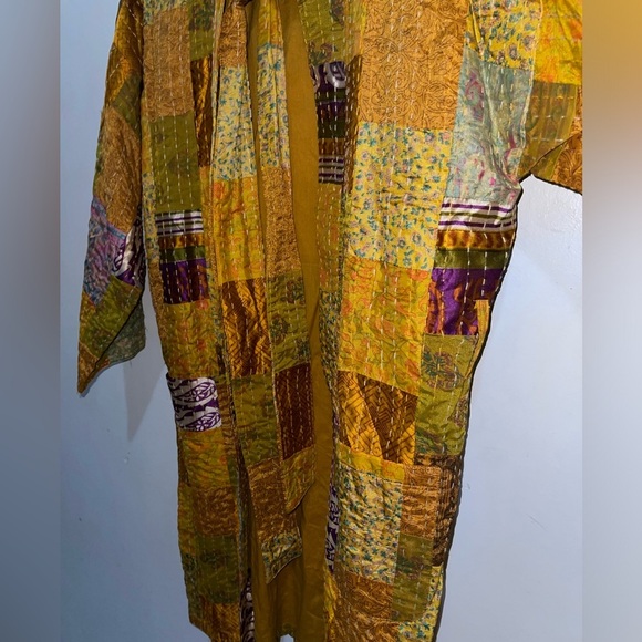 Women's Patchwork  Kantha Kimono Cardigan Duster Jacket - Picture 6 of 12